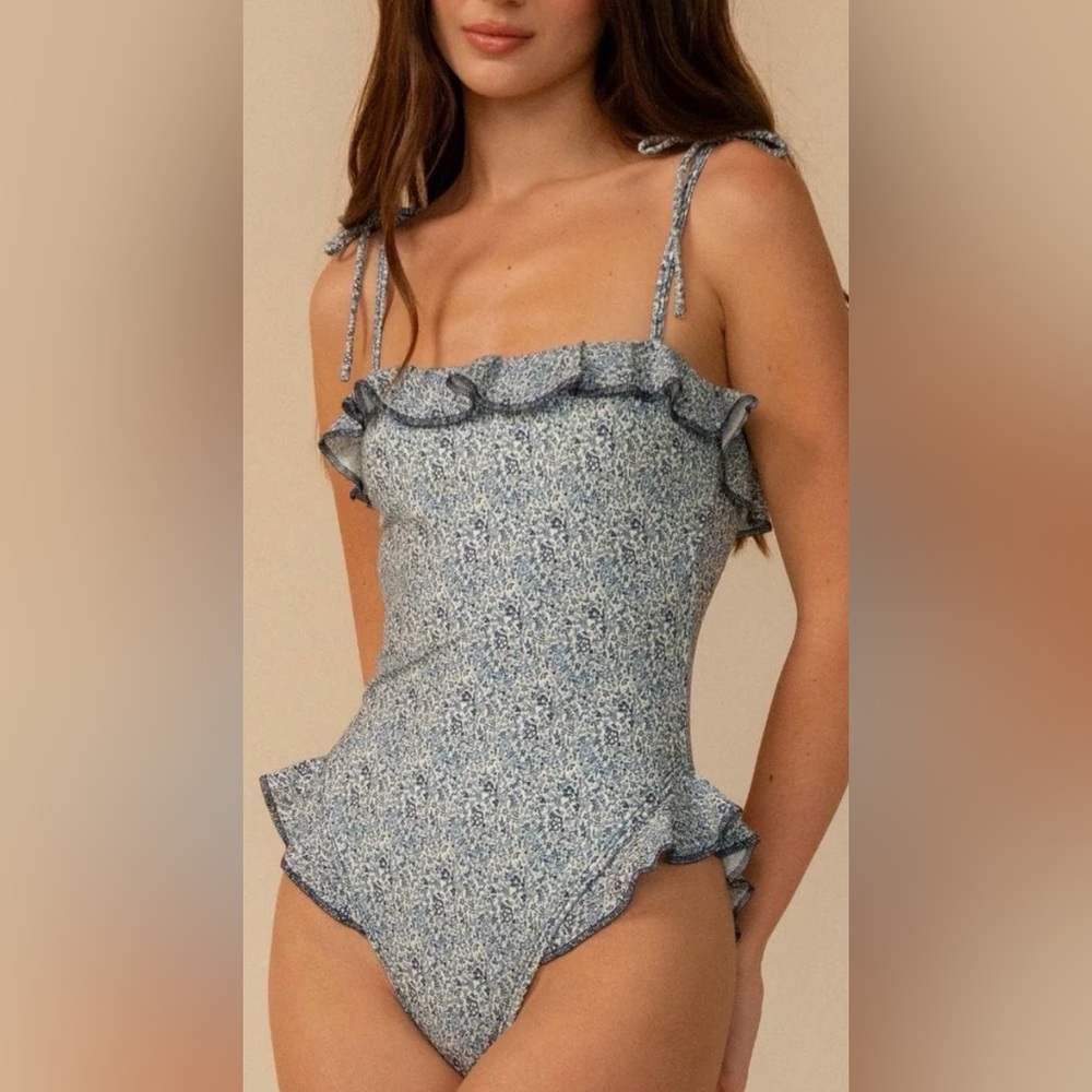 Montce Jacelyn Ruffle One-Piece Swimsuit Blue Petite Fleur